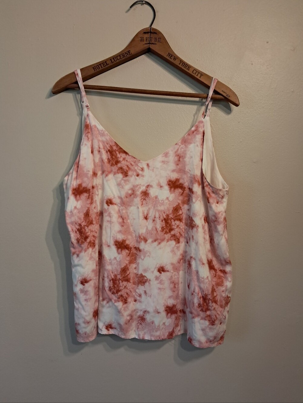 Double Zero Rust and Pink Tie-Dye V-Neck Cami